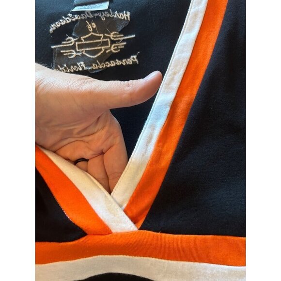 Harley Davidson Y2K Babydoll V-Neck Embroidered Top Size XL - Picture 5 of 11